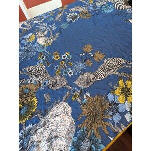 Echo New York Silk Blend Scarf Wrap Blue Animal Print Zebra Cheetah Penguin NWT